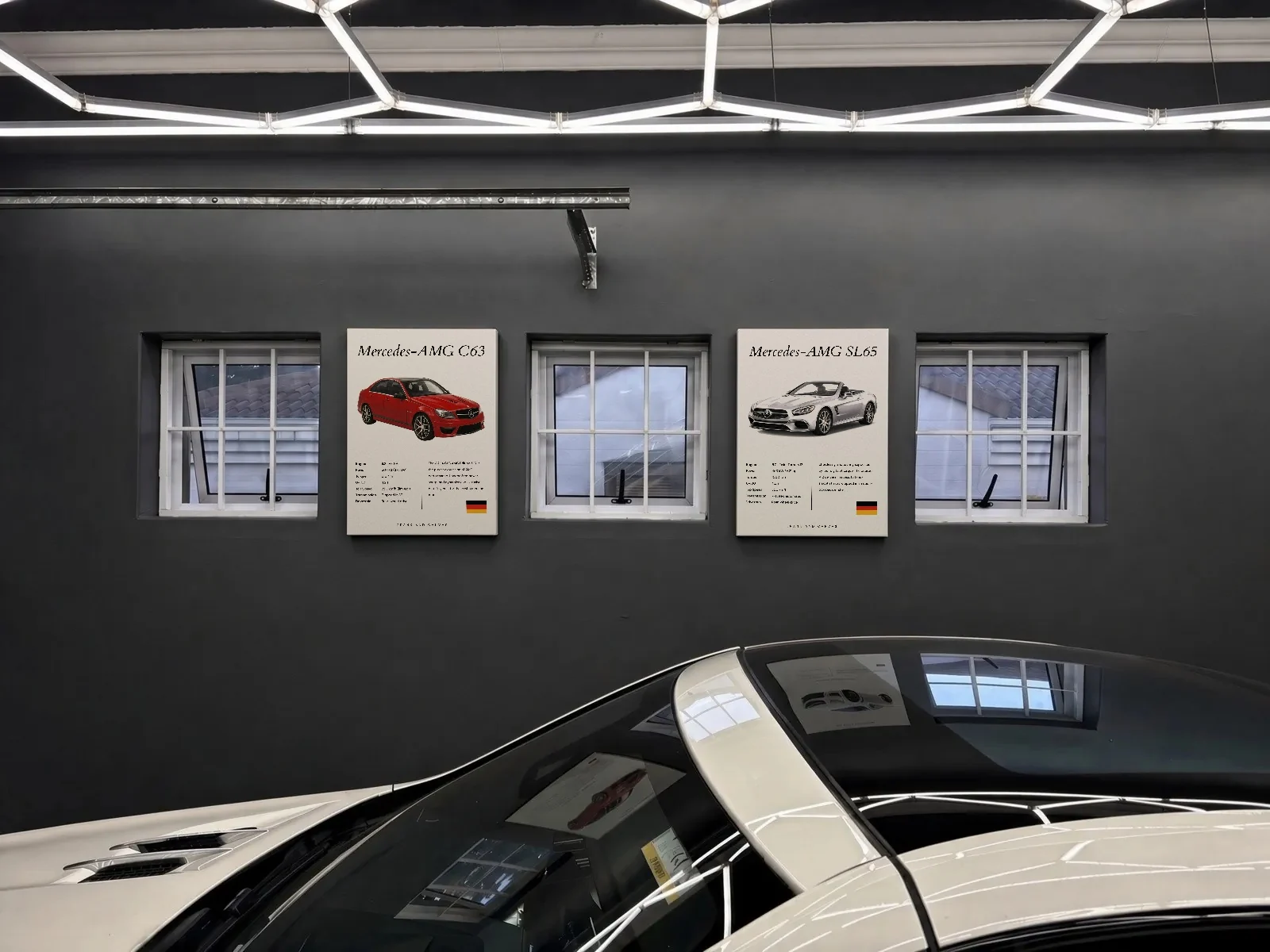 Both commissioned canvases hanging in the owner's garage